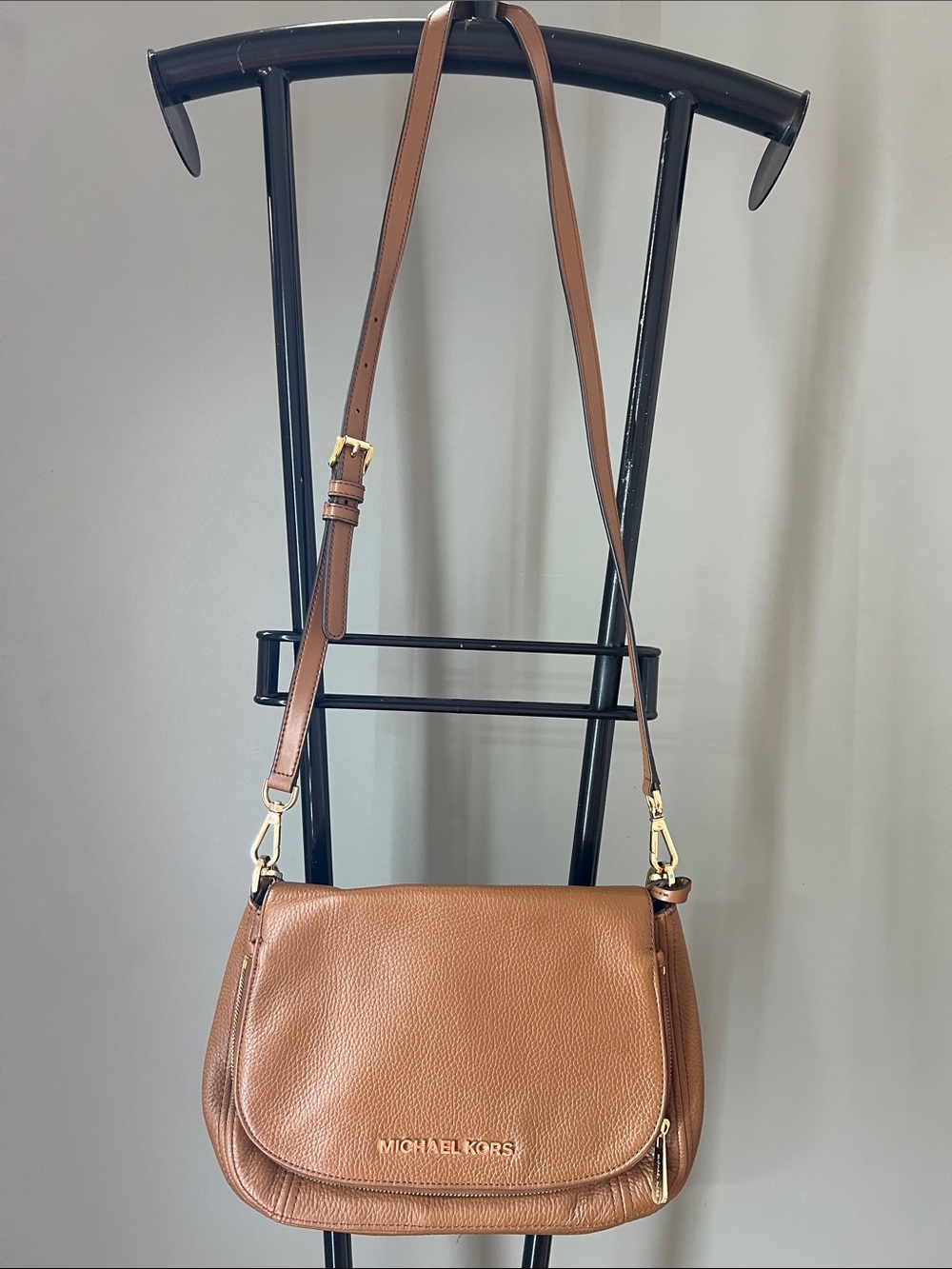 Michael Kors Brown Pebbled Leather Crossbody with Gold Hardware